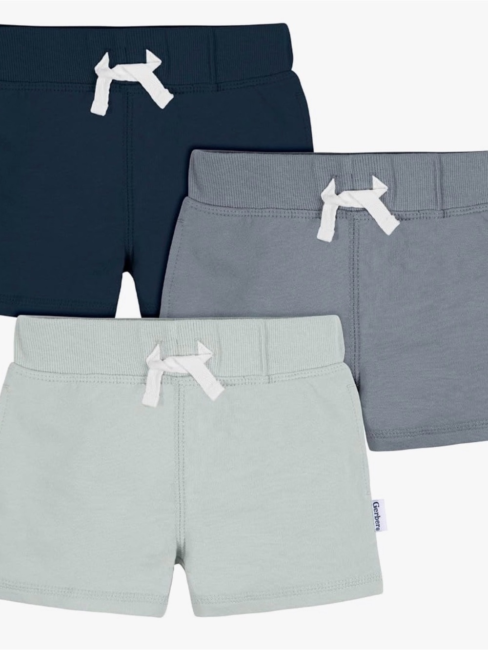 Gerber 3-Pack Knit Shorts in Navy, Gray, Mint